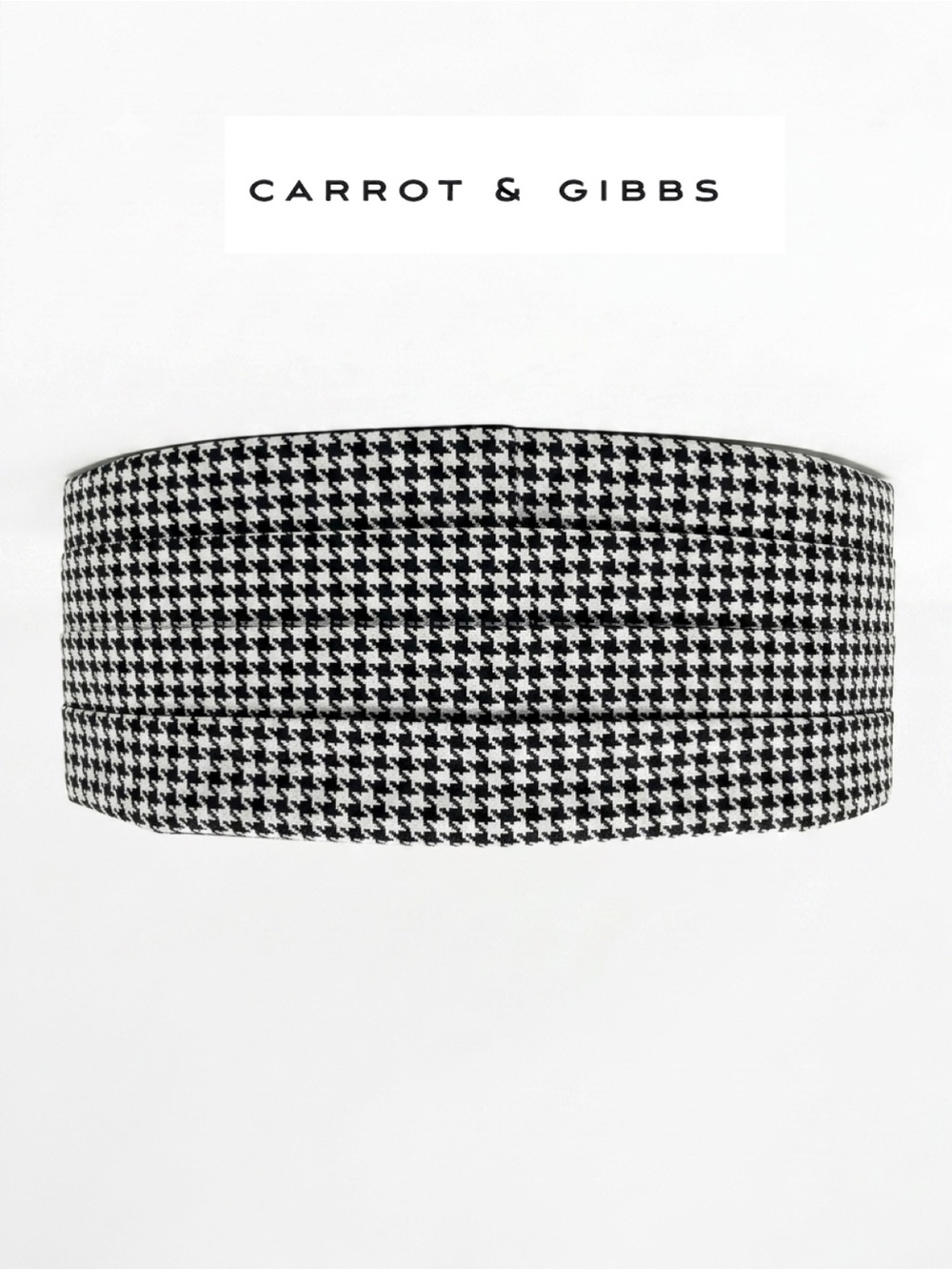 Carrot & Gibbs Cummerbund Black White Houndstooth Silk and Wool Size Small